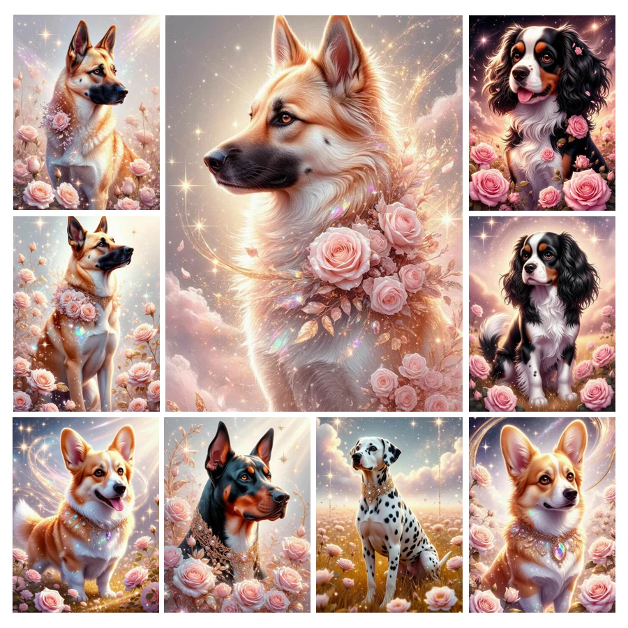 Cute Dog and Flower Diamond Pa - Resin Art Rose 评论和价格